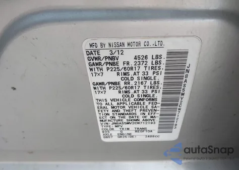 2012 Nissan Rogue Sv from USA, damaged, VIN JN8AS5MV2CW712193